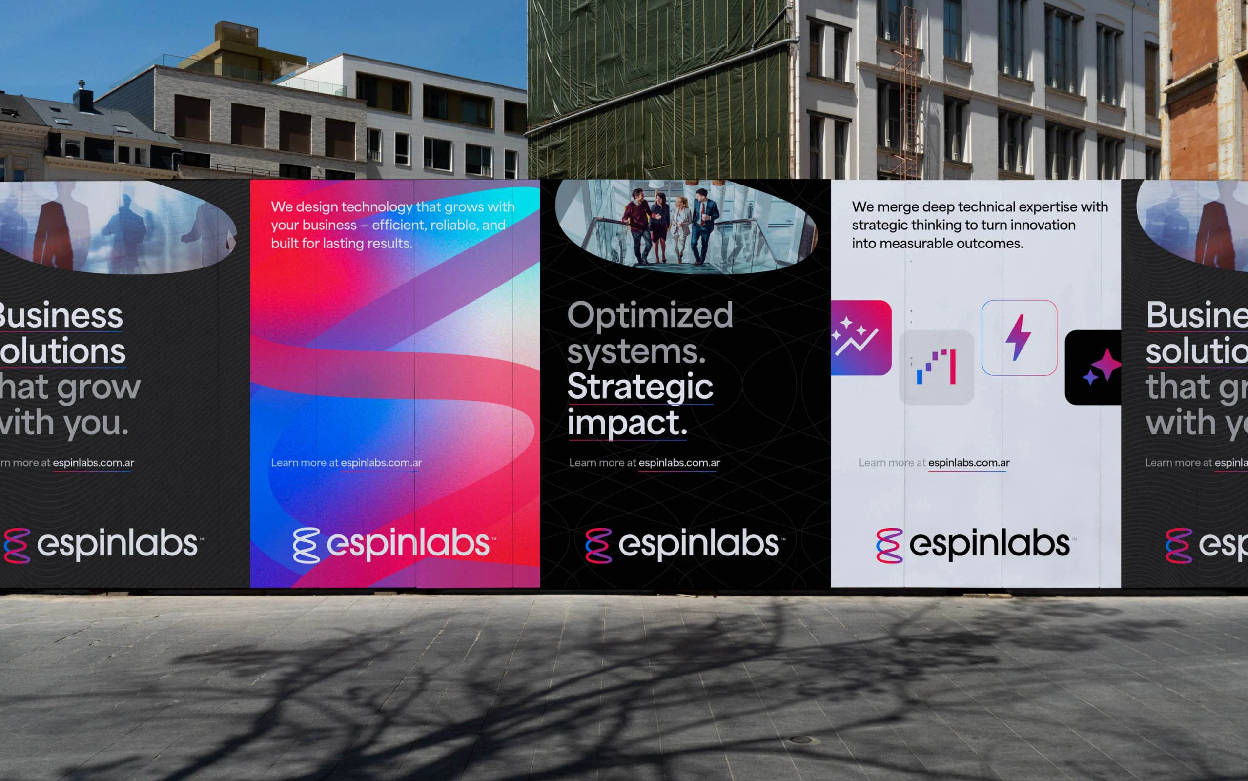 Espinlabs outdoor brand campaign shown on city posters