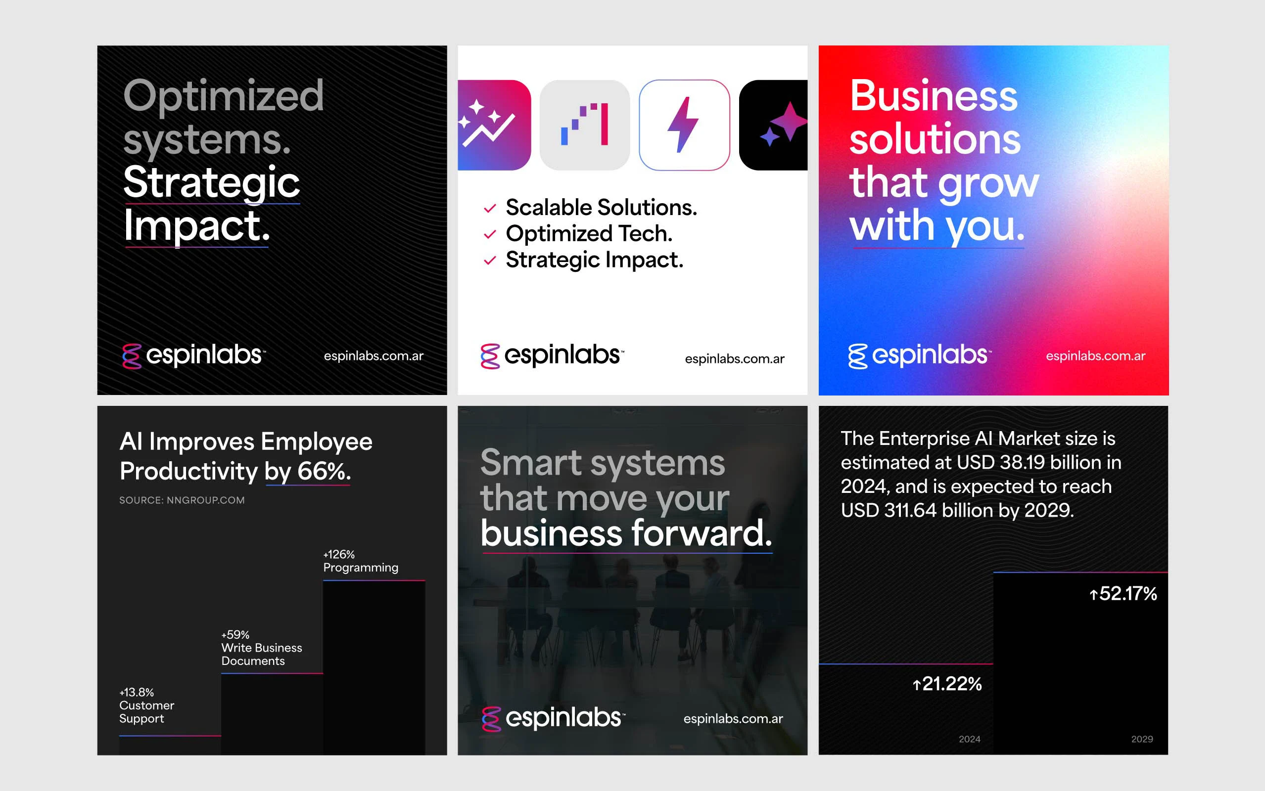 Espinlabs social media templates using the new visual identity