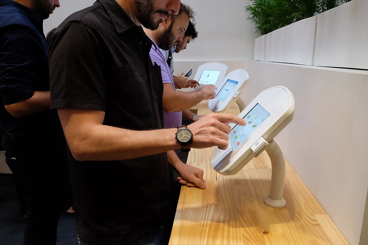 Fōster Nutrition automated restaurant interior with self-service ordering screens