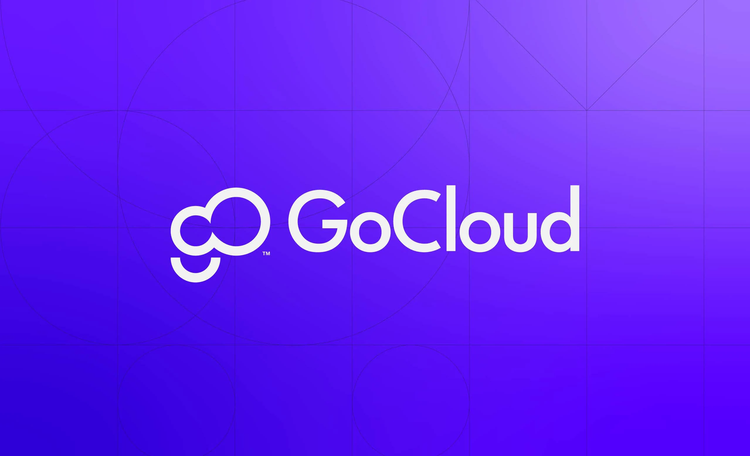 GoCloud wordmark on a purple background with geometric patterns