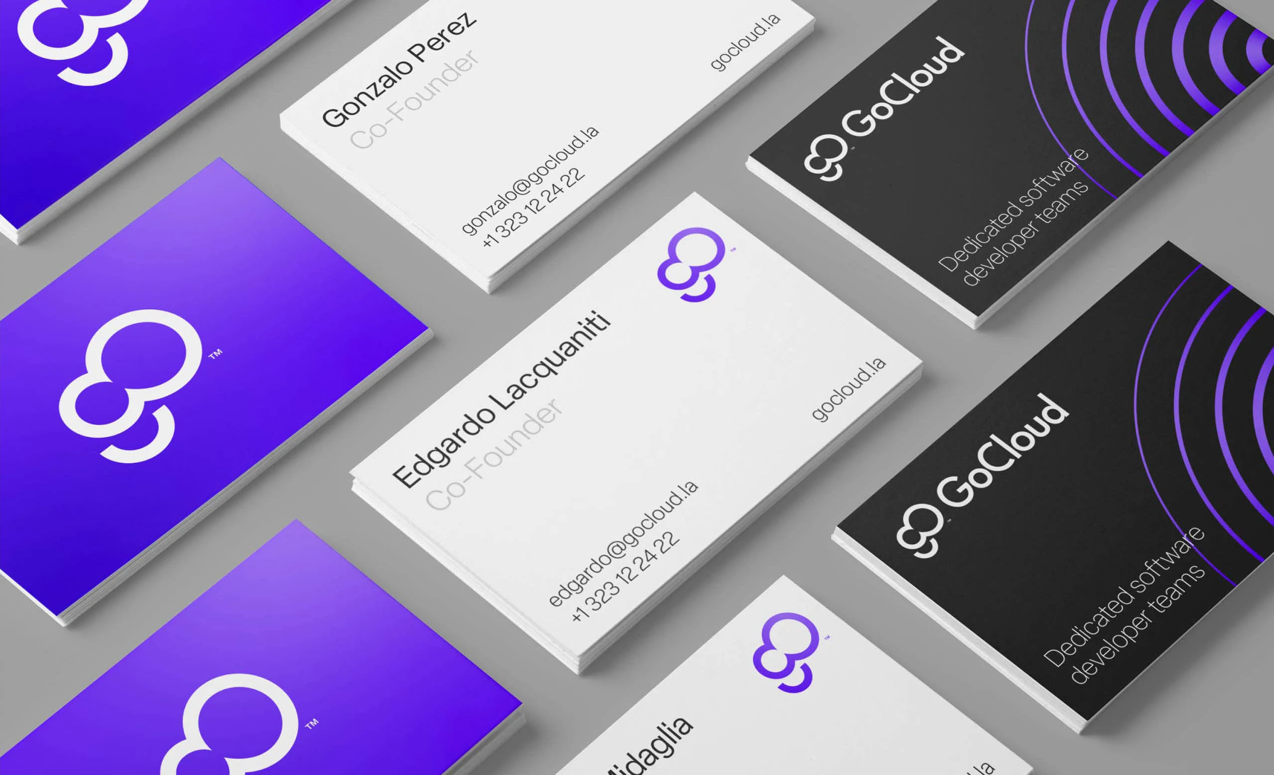 GoCloud business cards using the visual identity system
