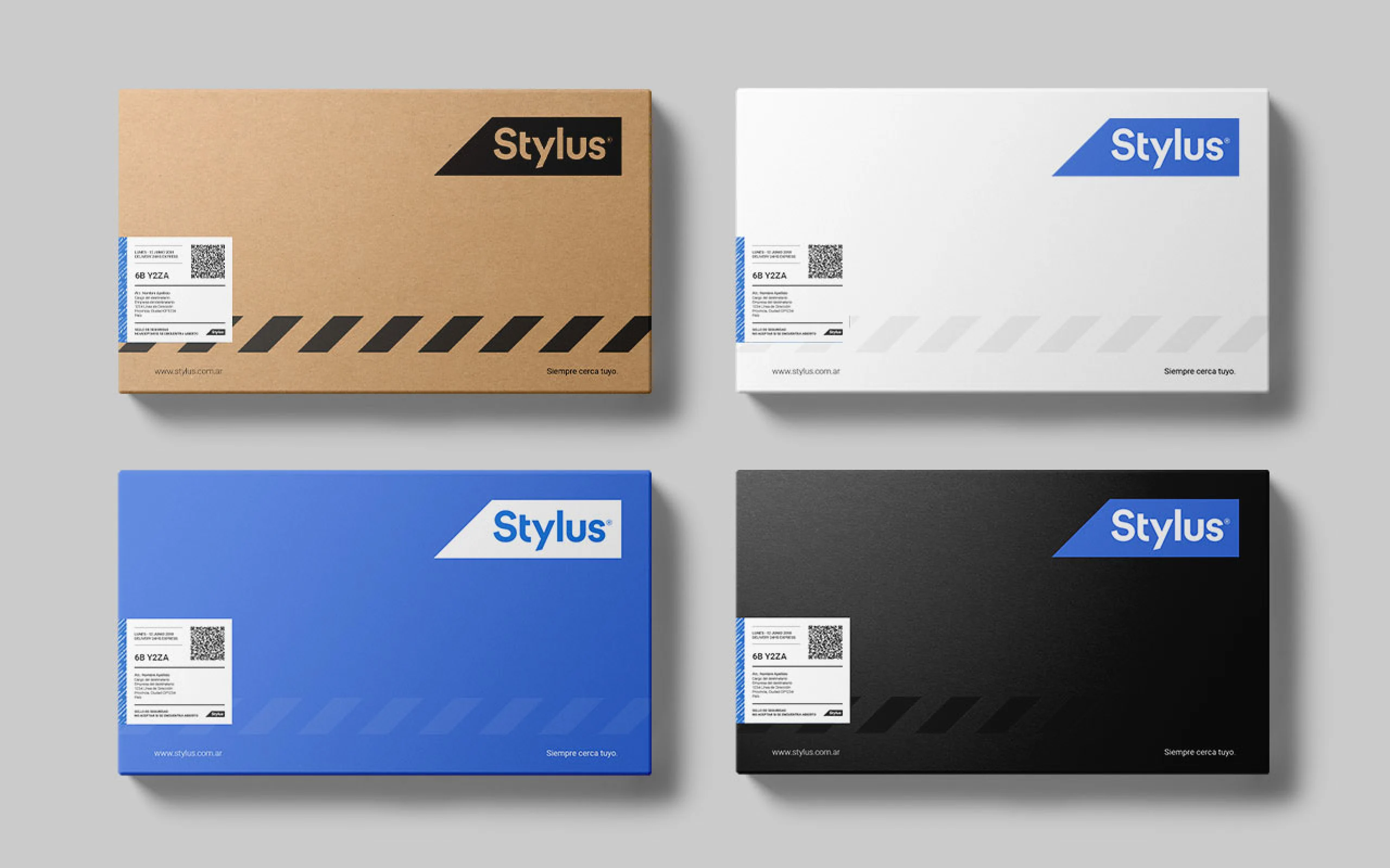 Stylus branded shipping boxes using the visual system
