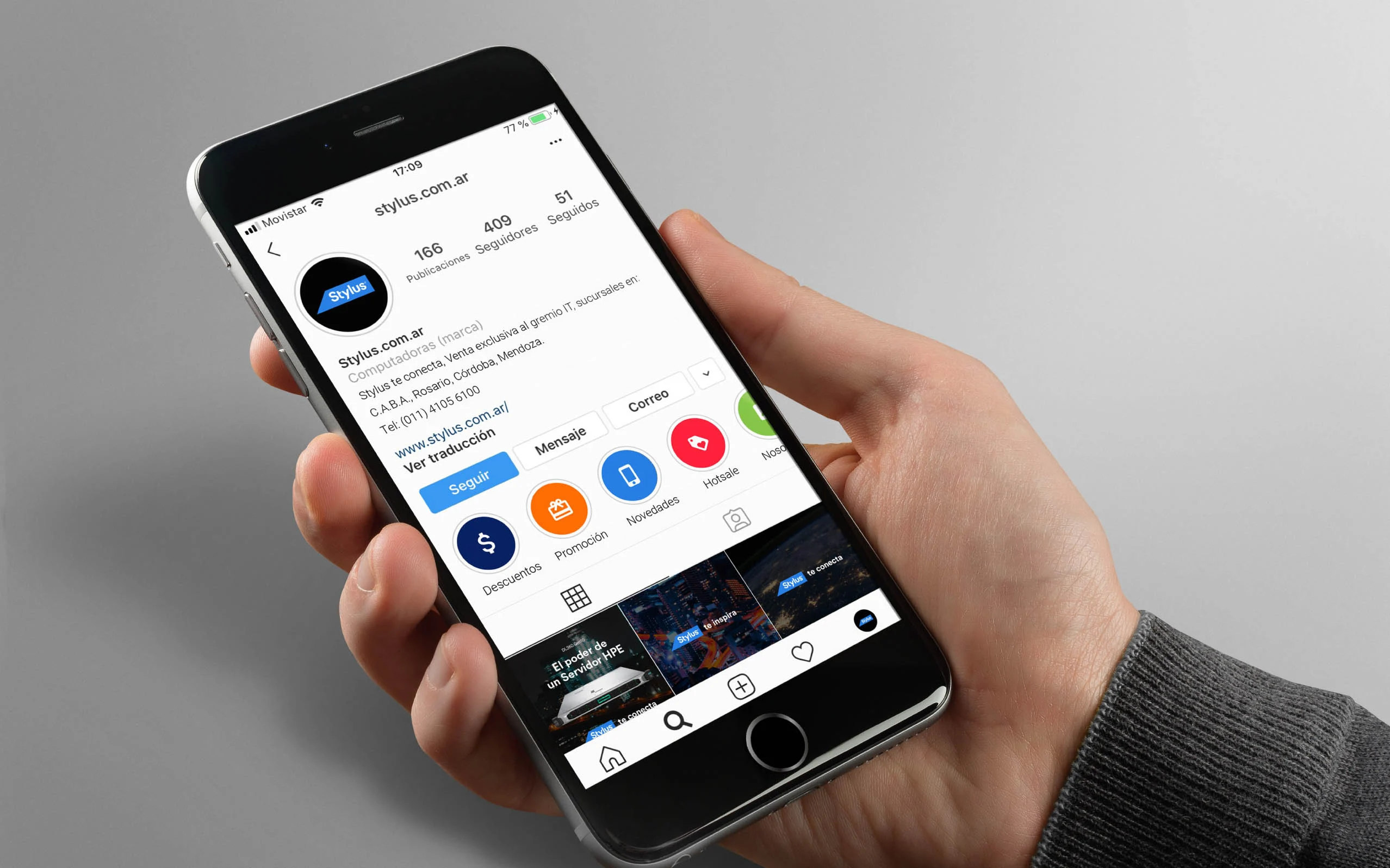 Stylus e-commerce website design displayed on a smartphone