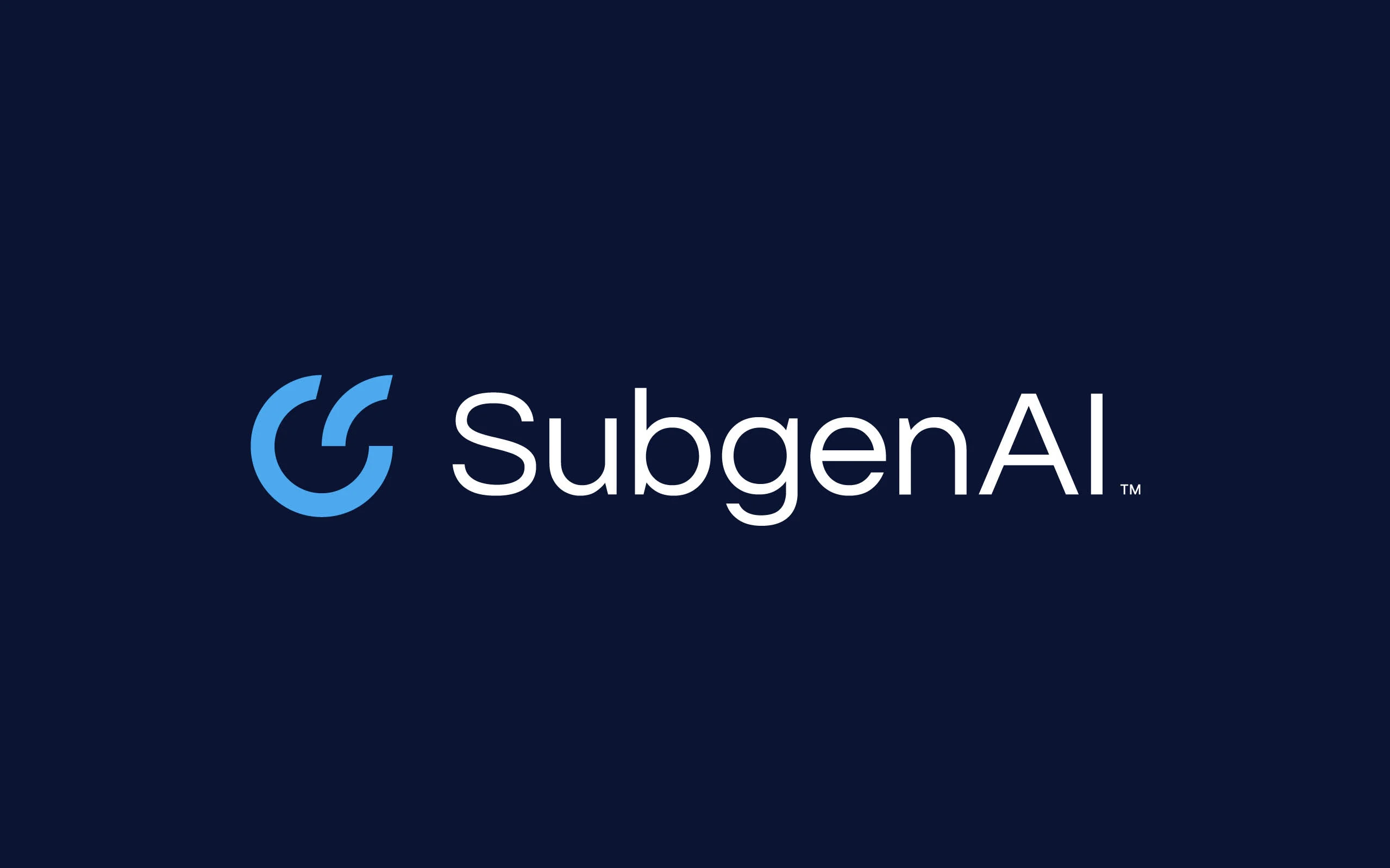 SubgenAI wordmark on a dark blue background