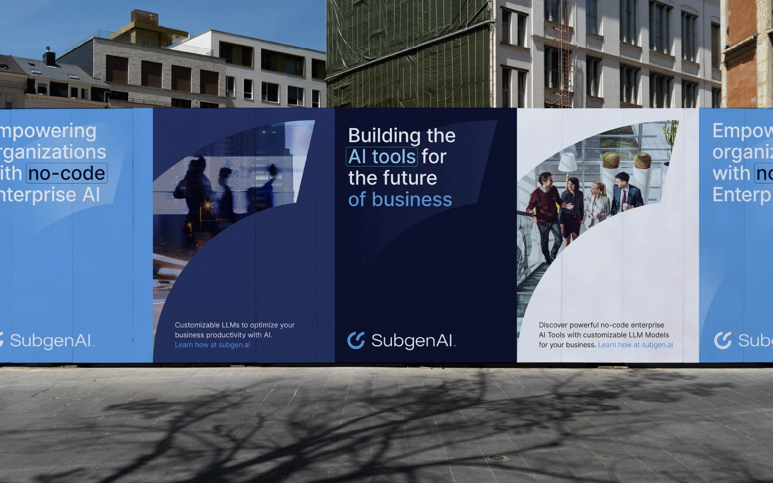 SubgenAI outdoor campaign shown on city posters