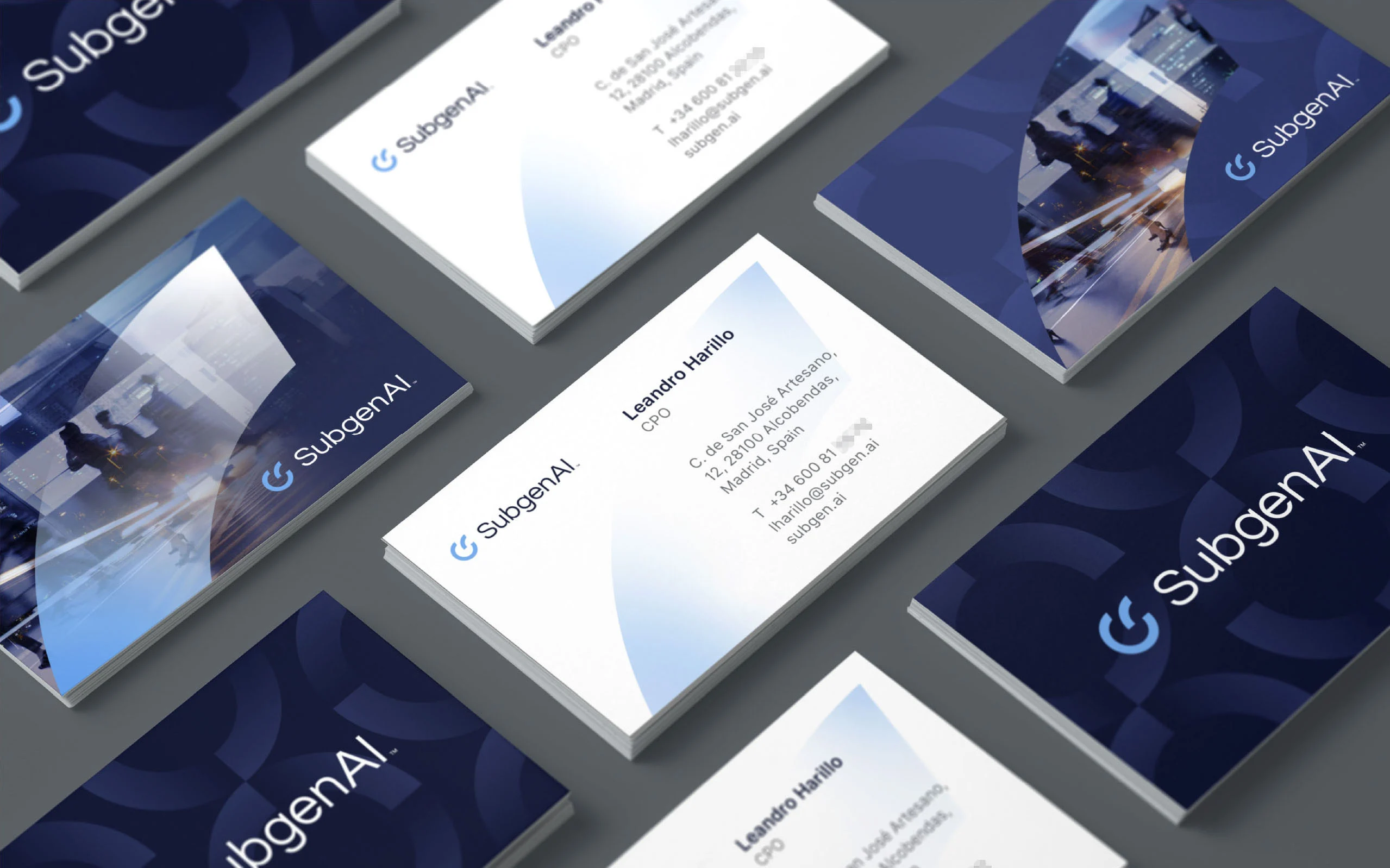 SubgenAI business cards using the new visual identity