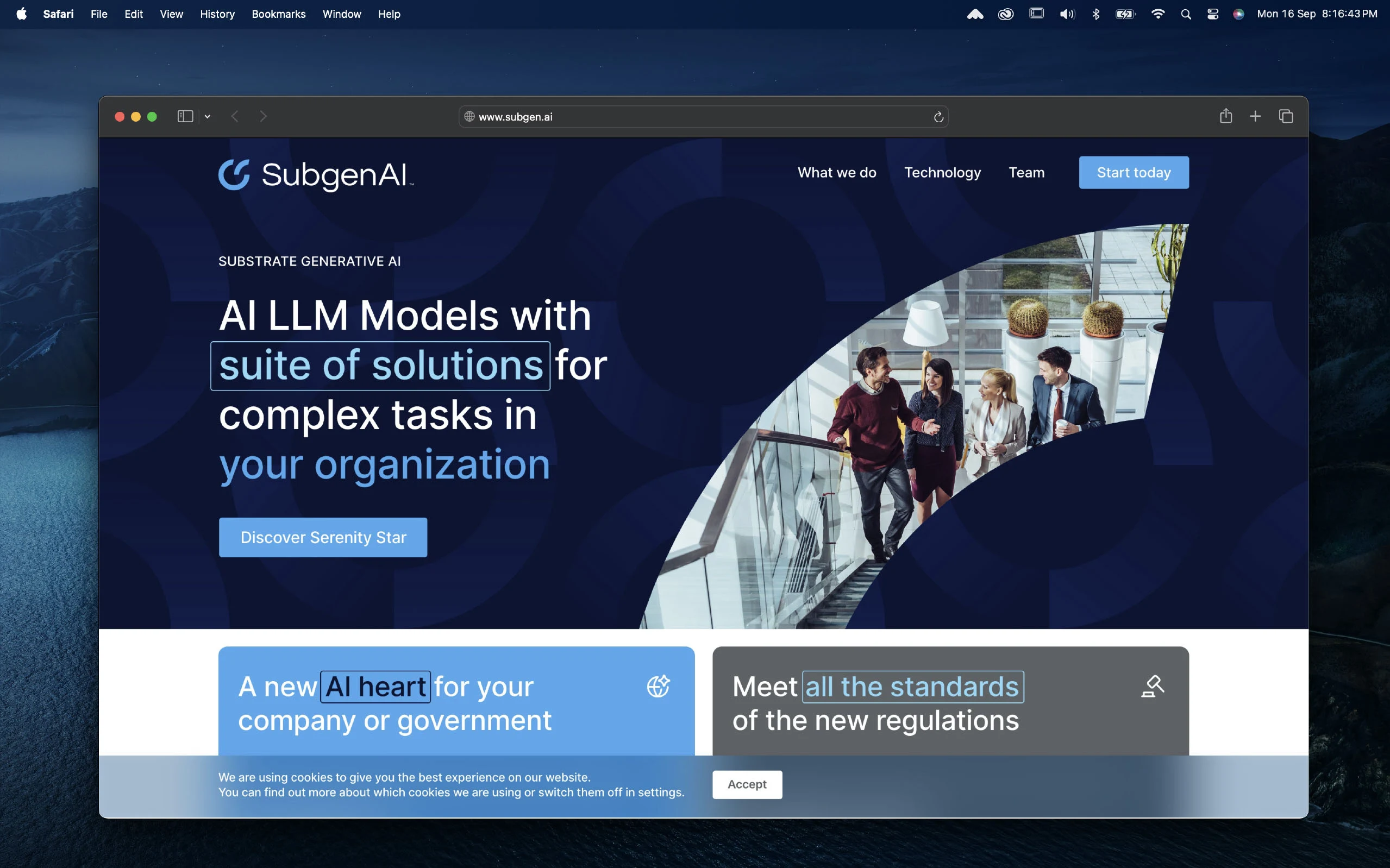 SubgenAI visual identity applied to a website concept